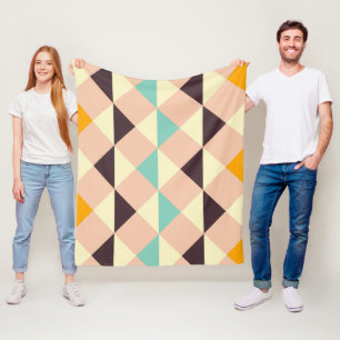 Geometric pattern overlapping diamonds & triangle fleece blanket