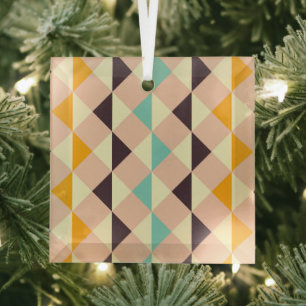Geometric pattern overlapping diamonds & triangle glass tree decoration