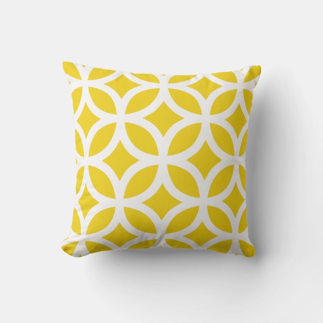 Geometric Pattern Pillow in Lemon Yellow (Front)