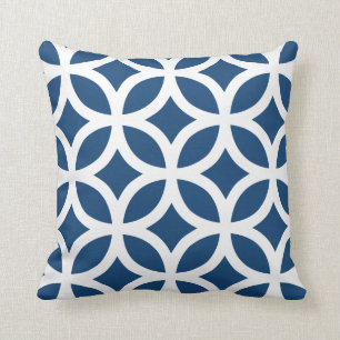 Geometric Pattern Pillow in Monaco Blue