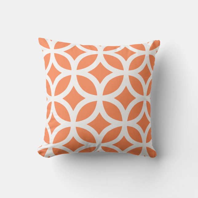 Geometric Pattern Pillow in Nectarine Orange (Front)