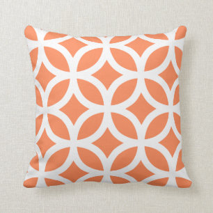 Geometric Pattern Pillow in Nectarine Orange