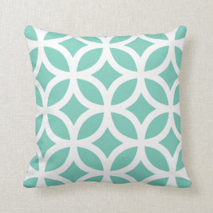 Geometric Pattern Pillow in Turquoise