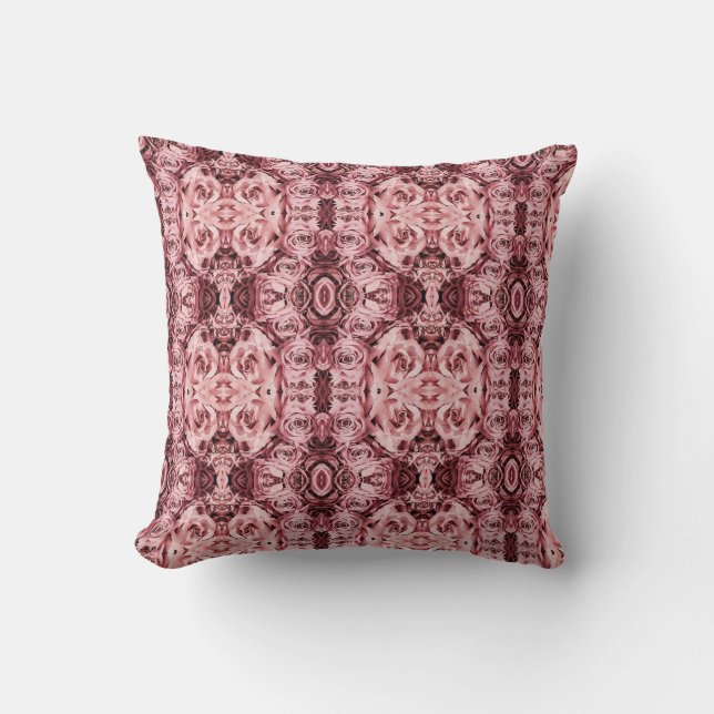 Geometric pattern pink roses pillow (Front)