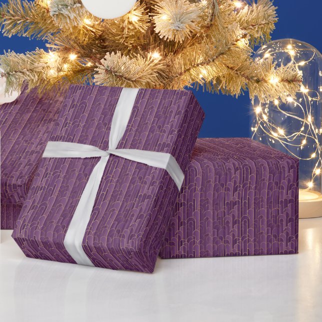 Geometric Pattern | Purple Deco Arches Wrapping Paper (Holidays)