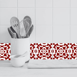 Geometric Pattern Red And White Tile