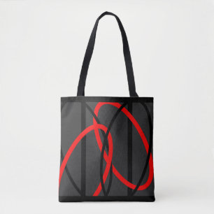 Geometric Pattern Red Grey Black Modern Design Tote Bag