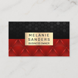 Geometric Pattern Red Upholster Gold Frame Business Card