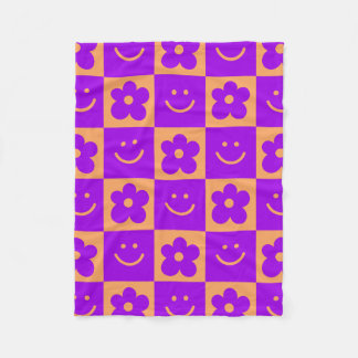 Geometric pattern retro colours 70s fleece blanket
