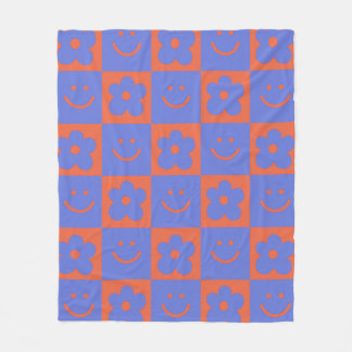 Geometric pattern retro colours 70s fleece blanket