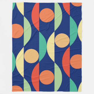 Geometric pattern retro colours 70s fleece blanket