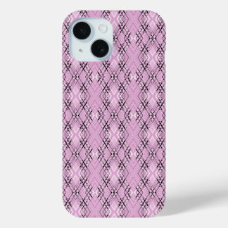 Geometric pattern retro pink diamonds iPhone 15 case