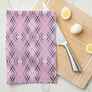 Geometric pattern retro pink diamonds tea towel