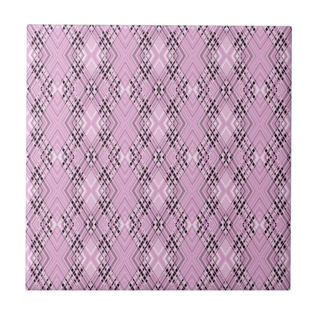 Geometric pattern retro pink diamonds tile (Front)
