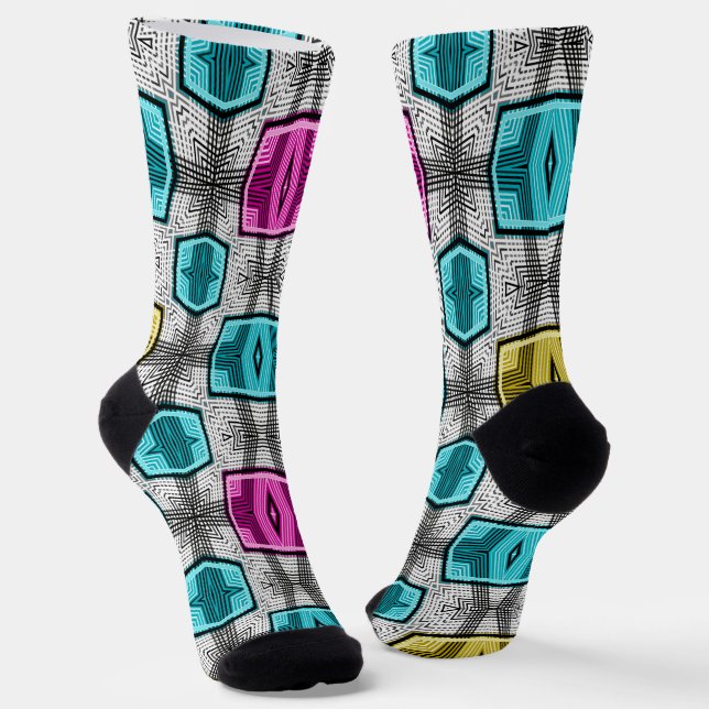 Geometric pattern retro sixties socks (Angled)