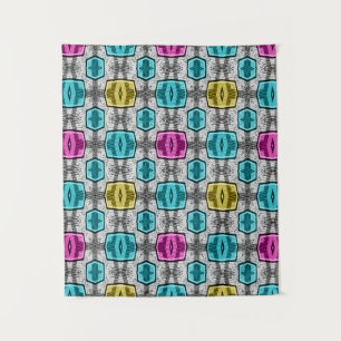 Geometric pattern retro sixties tapestry