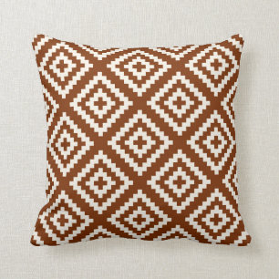Geometric Pattern Rust Brown Cushion