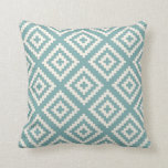 Geometric Pattern Sea Glass Blue Cushion<br><div class="desc">Geometric Pattern in Sea Glass Blue and Cream</div>
