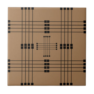 Geometric Pattern Squares Lines Brown Tile