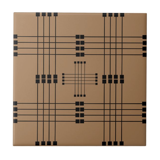 Geometric Pattern | Squares | Lines | Brown | Tile (Front)