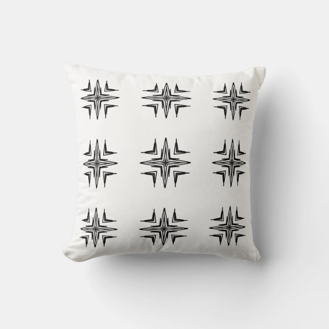 Geometric pattern star black white pillow (Front)