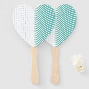 Geometric Pattern Teal Blue White Abstract Wedding Hand Fan