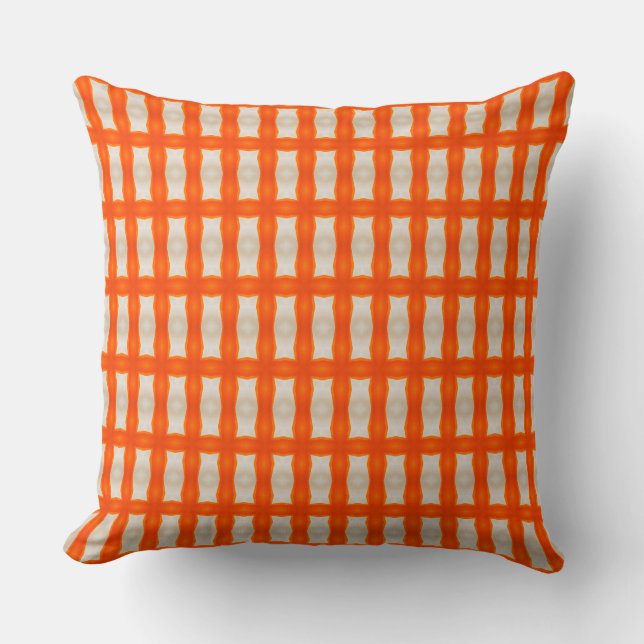Geometric Pattern Throw Pillow in Orange  (Front)