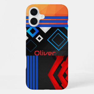 Geometric pattern trendy retro mid century modern iPhone 16 plus case