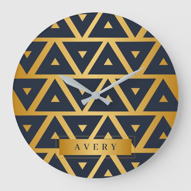 Geometric pattern Triangle Personalised Large Clock (Front)
