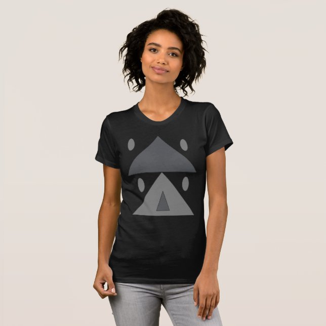 Geometric Pattern Triangles Ovals Black Grey Funny T-Shirt (Front Full)