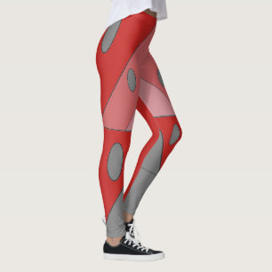 Geometric Pattern Triangles Ovals Black Red Funny Leggings