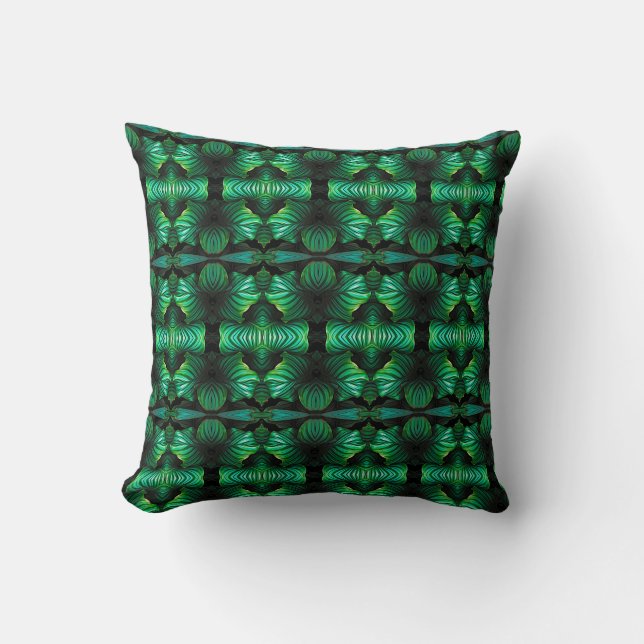 Geometric pattern tropical leaves green pillow (Front)