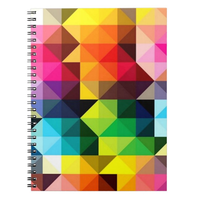 Geometric Pattern Vector Colourful Spiral Notebook (Front)