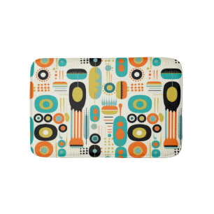 Geometric Pattern Vibrant Retro Mid Century Modern Bath Mat