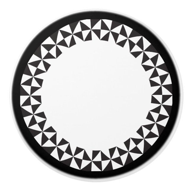 Geometric Pattern | White & Black Ceramic Knob (Front)