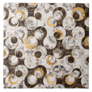 Geometric Pattern - White Marble Texture and Gold Tile