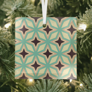 Geometric pattern with alternating dark star shape glass tree decoration