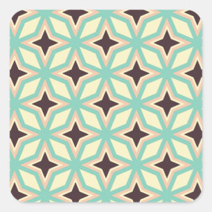 Geometric pattern with alternating dark star shape square sticker