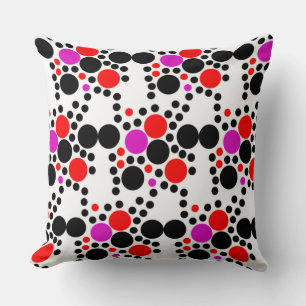 Geometric Pattern with Bold Black, Red, and Purple Cushion