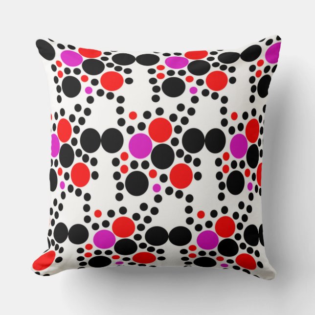 Geometric Pattern with Bold Black, Red, and Purple Cushion (Front)