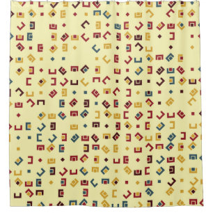 Geometric pattern with coloured elements, vintage shower curtain