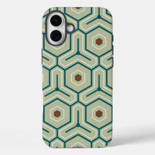 Geometric pattern with interlocking hexagons iPhone 16 plus case