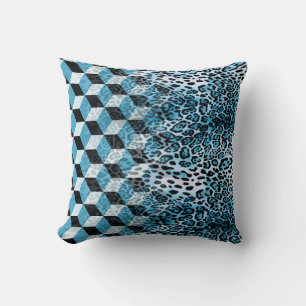 Geometric pattern with leopard skin, leopard patte cushion