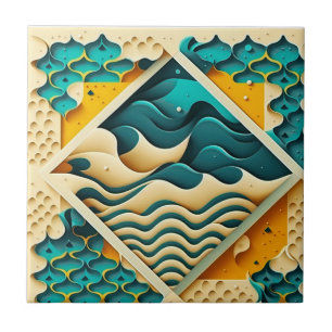 Geometric pattern with ocean and sand elements   tile