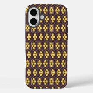 Geometric pattern with orange and blue hexagons iPhone 16 plus case