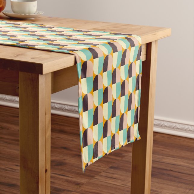 Geometric pattern with overlapping half-circles short table runner (In Situ)