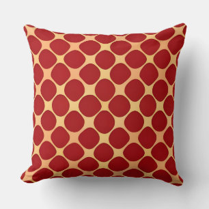 Geometric Pattern With Red Circles Cushion