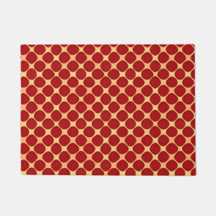 Geometric Pattern With Red Circles Doormat