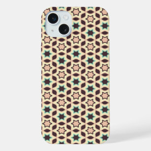 Geometric pattern with star shapes in brown and t iPhone 15 Plus Case