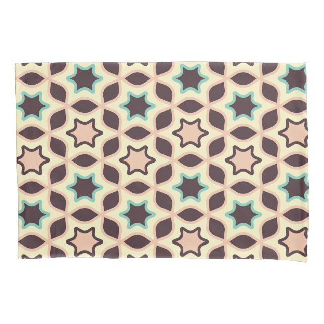  Geometric pattern with star shapes in brown and t Pillowcase (Front-Left)
